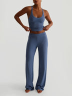 Ribbed Tank and High-Waisted Pants Active Set