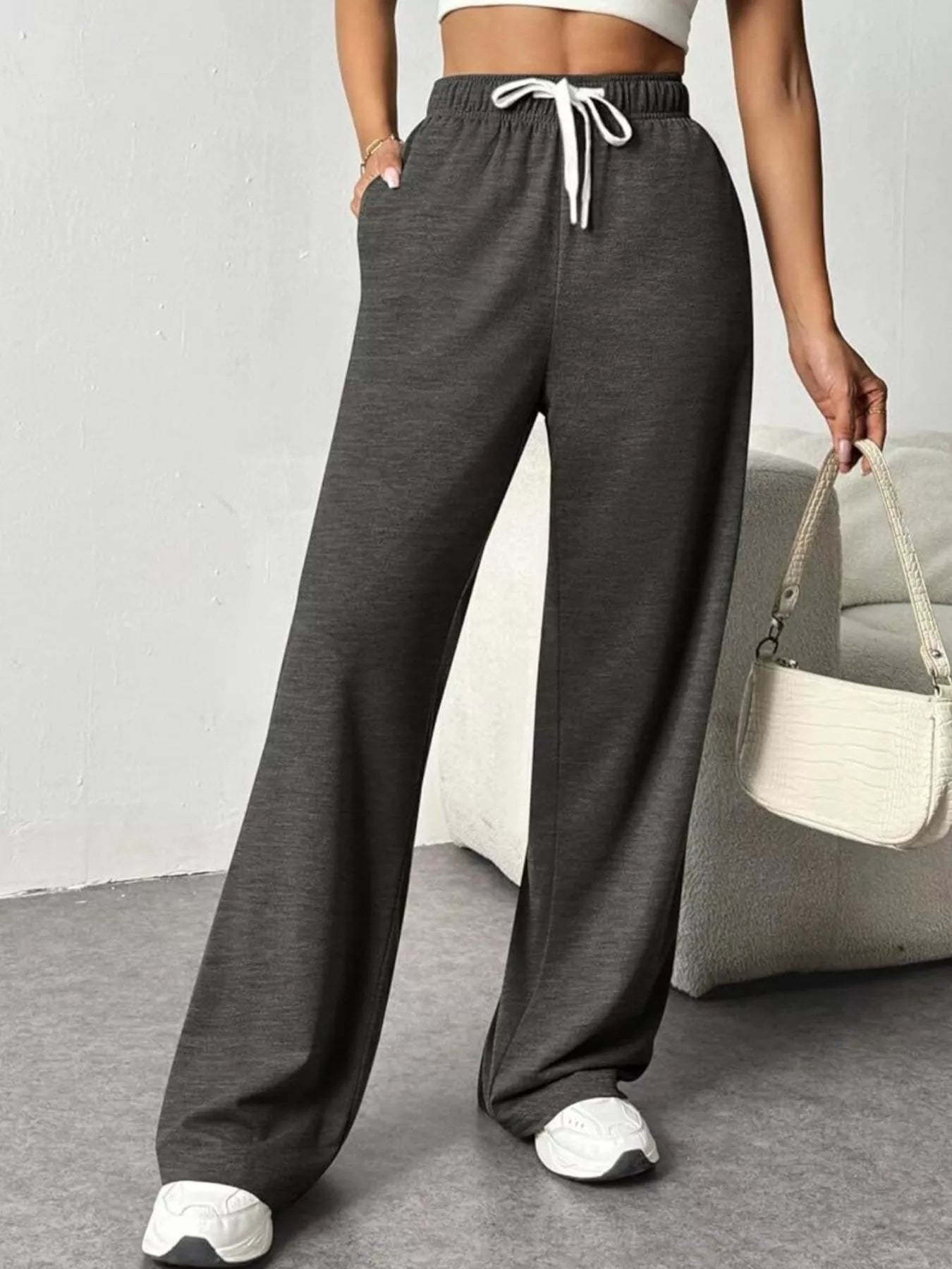Drawstring Wide Leg Pants