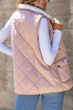 Quilted Sherpa-Lined Vest Coat