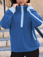 Half Zip Dropped Shoulder Sweatshirt