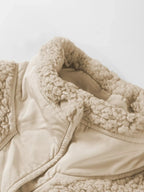 Faux Fur Snap Button Front Knot Side Plush Vest with Pockets