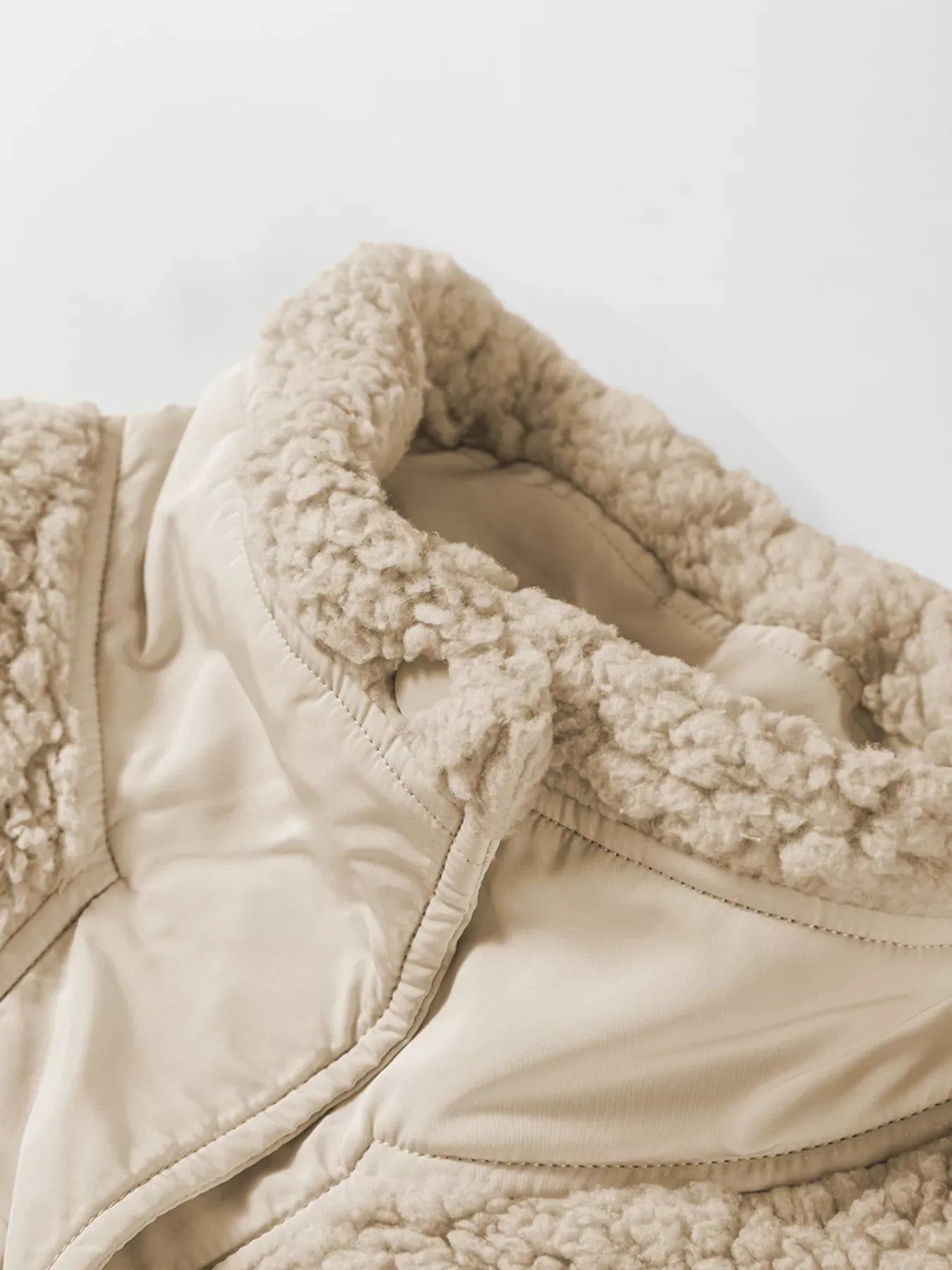 Faux Fur Snap Button Front Knot Side Plush Vest with Pockets