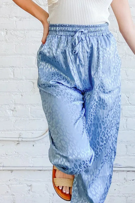 And The Why Satin Leopard Print Joggers