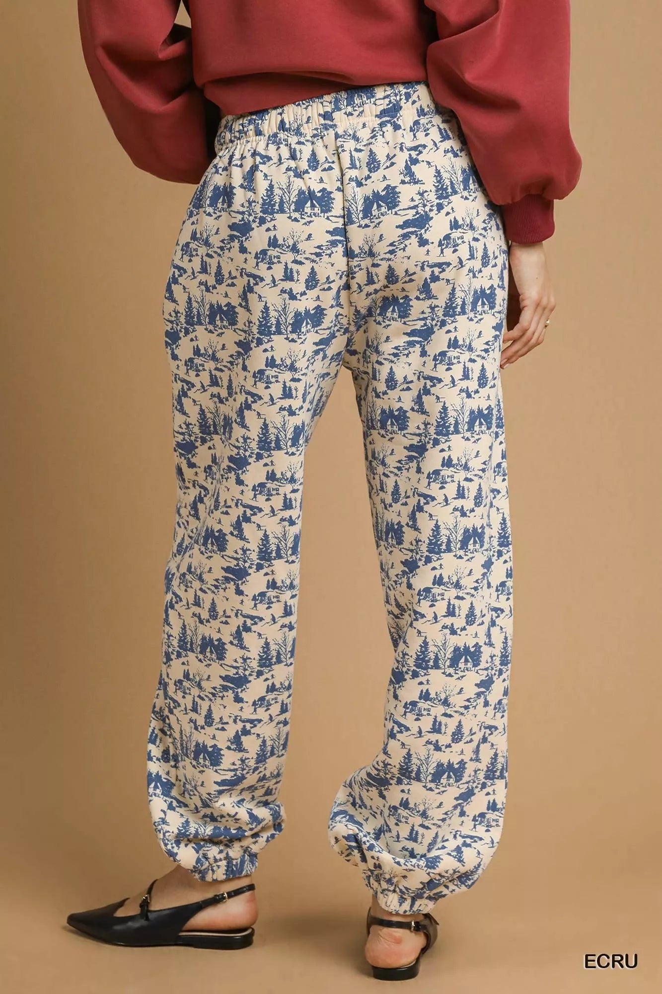 Umgee Scenic Print Casual Sweatpants