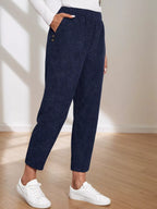 Corduroy Elastic Waist Cropped Pants