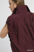 Umgee Drawstring Hem Nylon Vest with Pockets