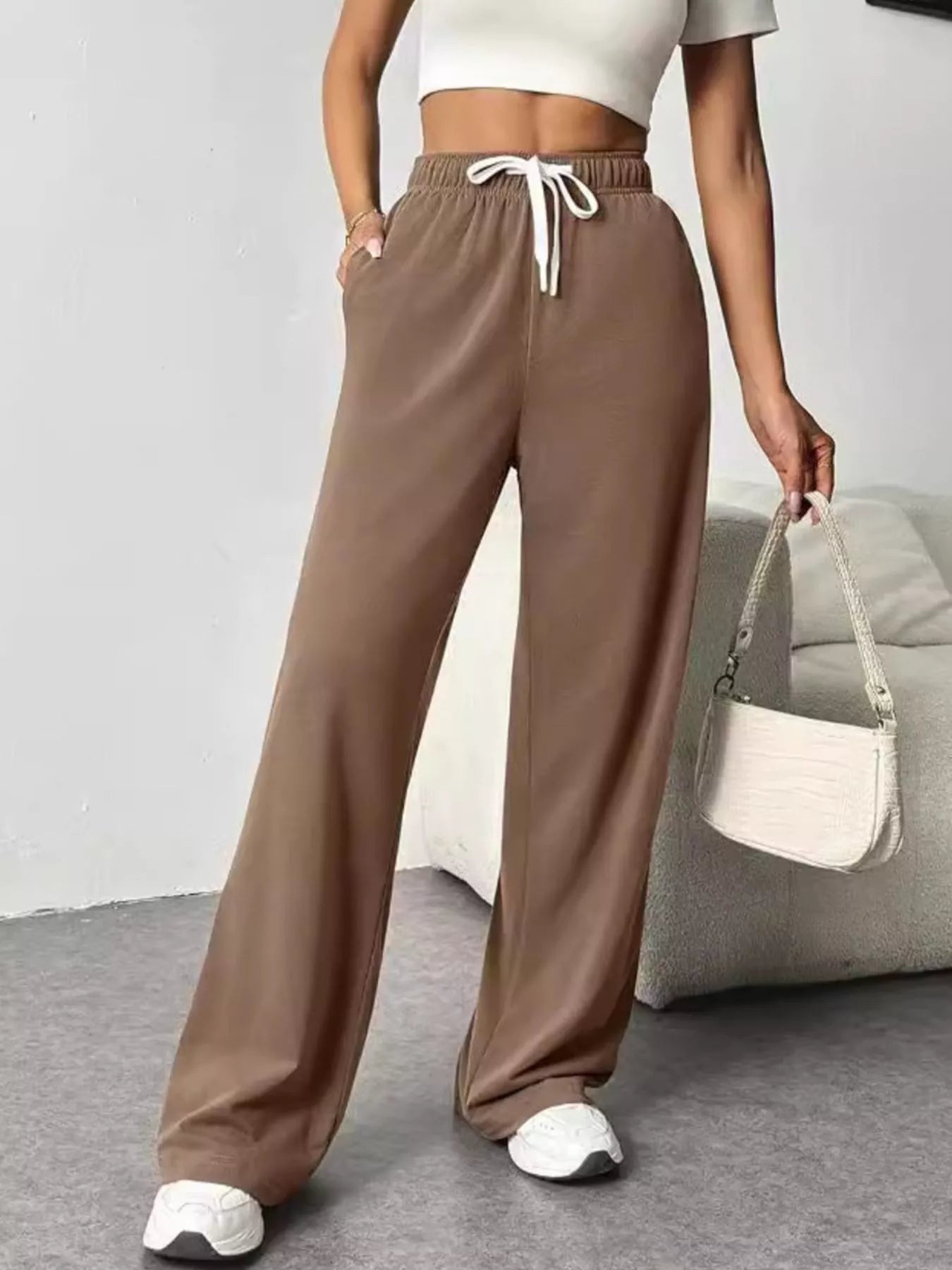 Drawstring Wide Leg Pants