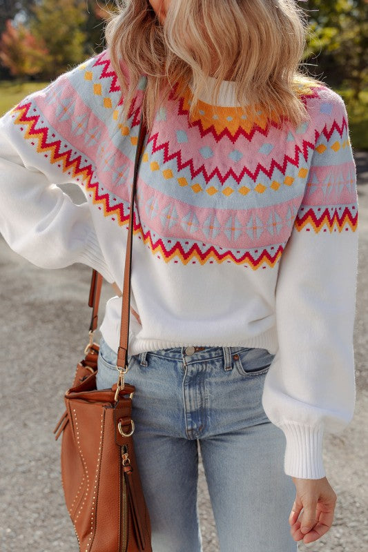 Avery Print Drop Shoulder Sweater