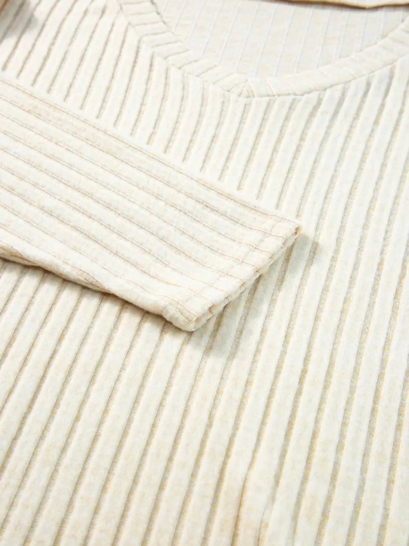 Ribbed Knit V-Neck Top and Pants Lounge Set