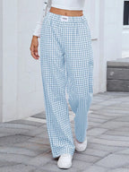 Plaid Wide Leg Casual Pants