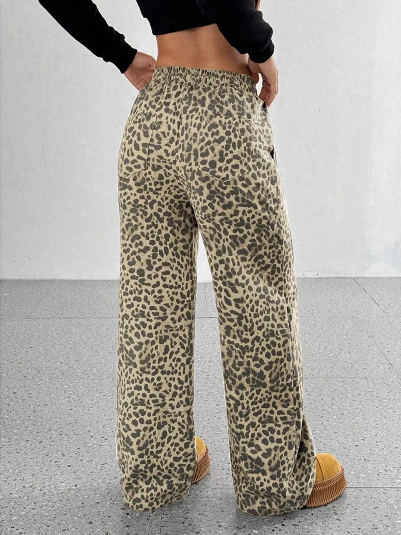 Full Size Leopard Print Wide Leg Pants Plus Size