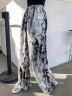 Abstract Print Wide Leg Pants