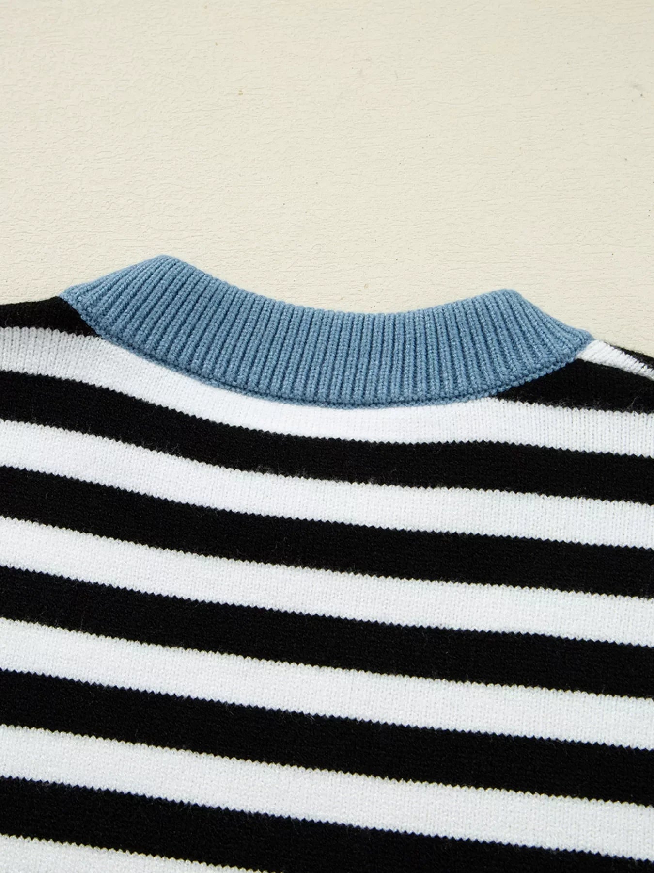 Striped Panels Colorblock Sleeve Sweater