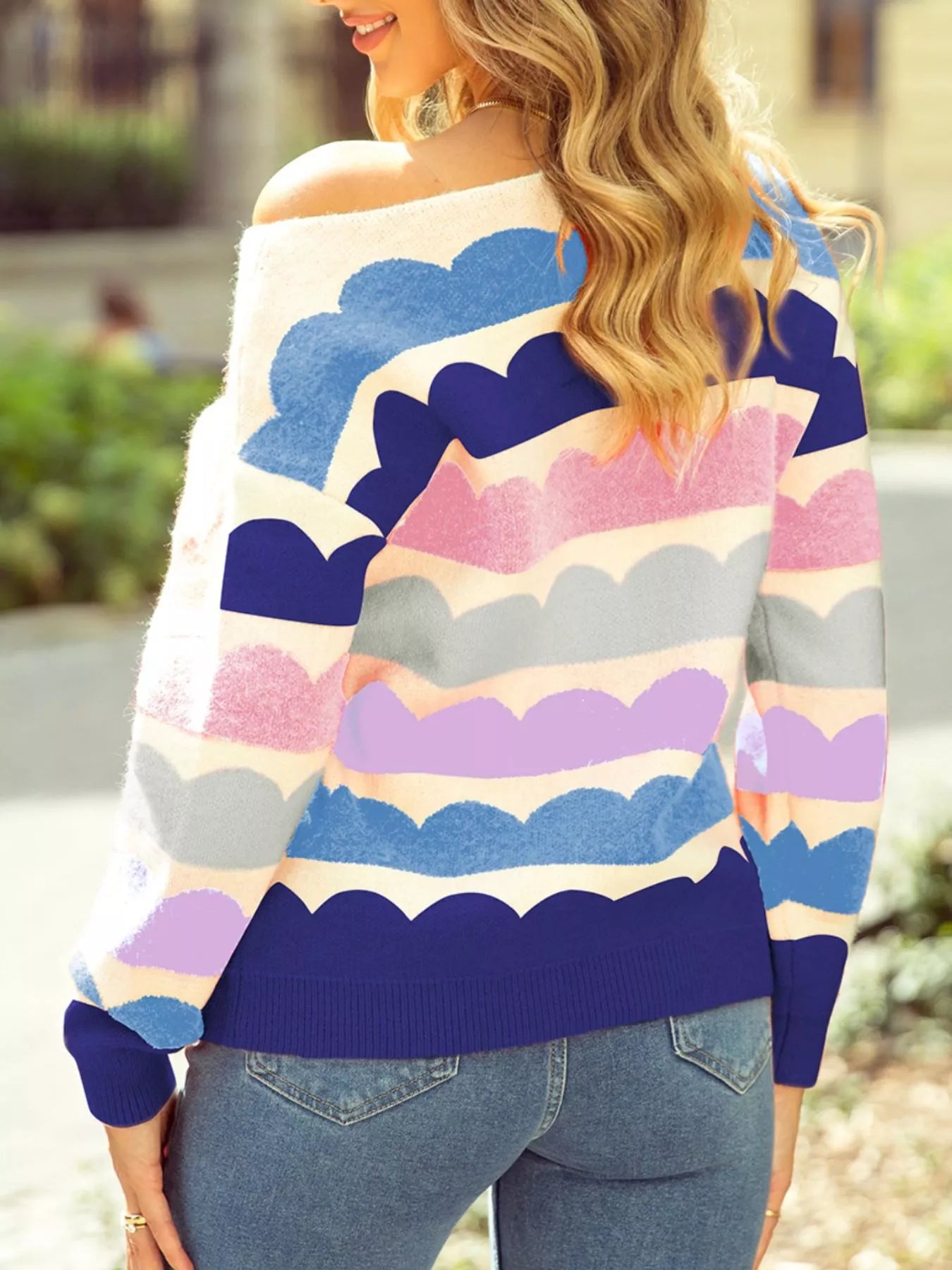 Contrast Boat Neck Sweater