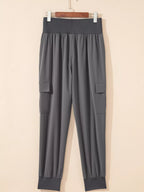 Elastic High Waist Pocketed Cargo Jogger Pants