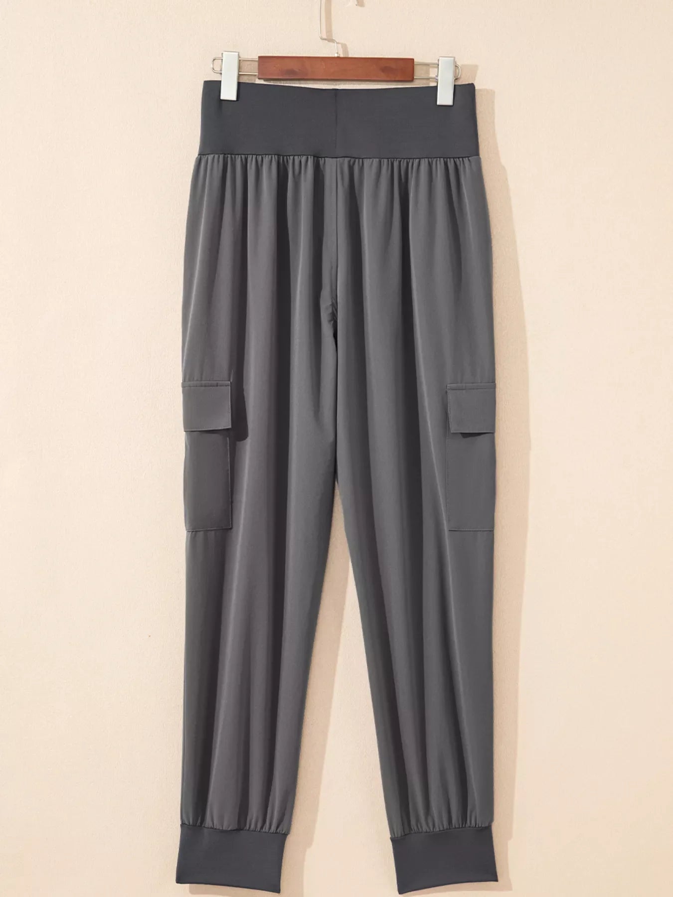 Elastic High Waist Pocketed Cargo Jogger Pants