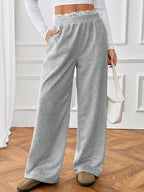 Lace Detail Wide Leg Casual Pants