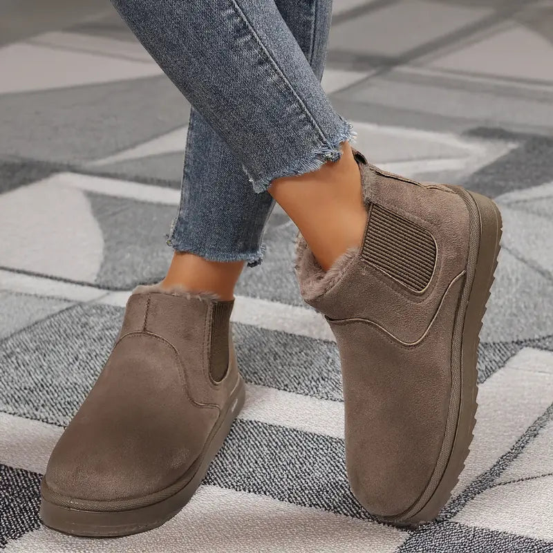 Women's Thick Soled Winter Snow Boots With Plush Lining & Anti-Slip Outsole Casual Ankle Boots