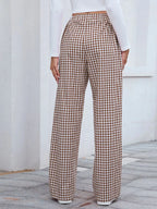 Plaid Wide Leg Casual Pants