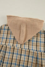 Plaid Drawstring Hooded Flannel Jacket