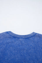 Acid Wash Star Patched Rolled Trim Top and Pants Set