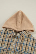 Plaid Drawstring Hooded Flannel Jacket