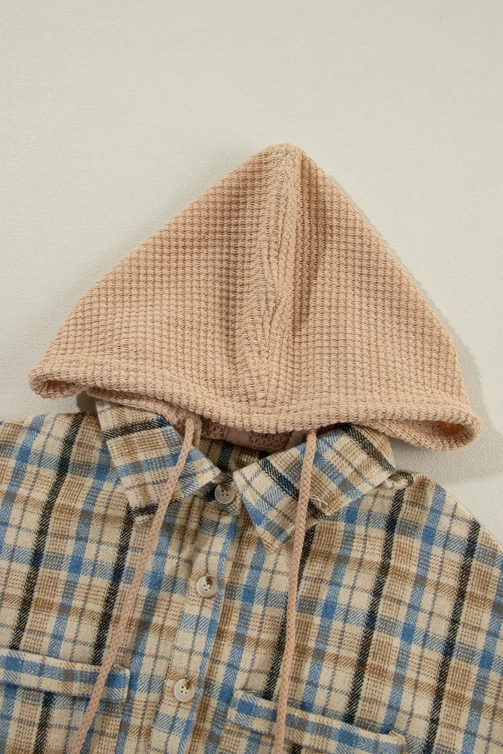 Plaid Drawstring Hooded Flannel Jacket