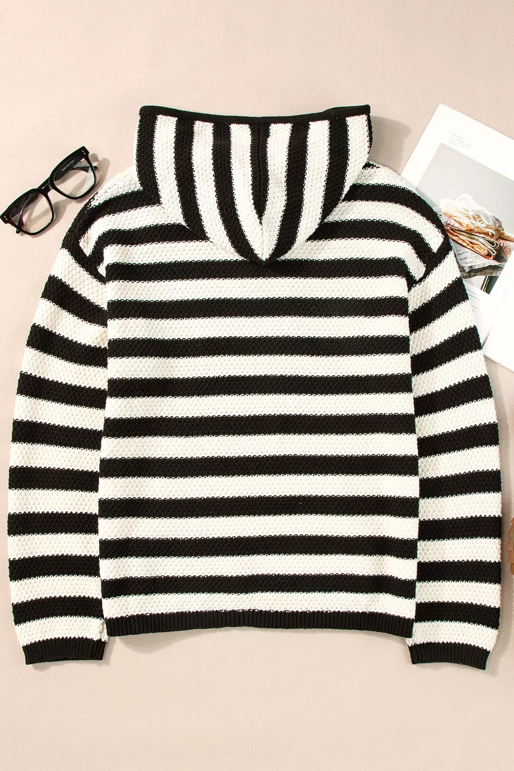 Striped Long Sleeve Hooded Sweater