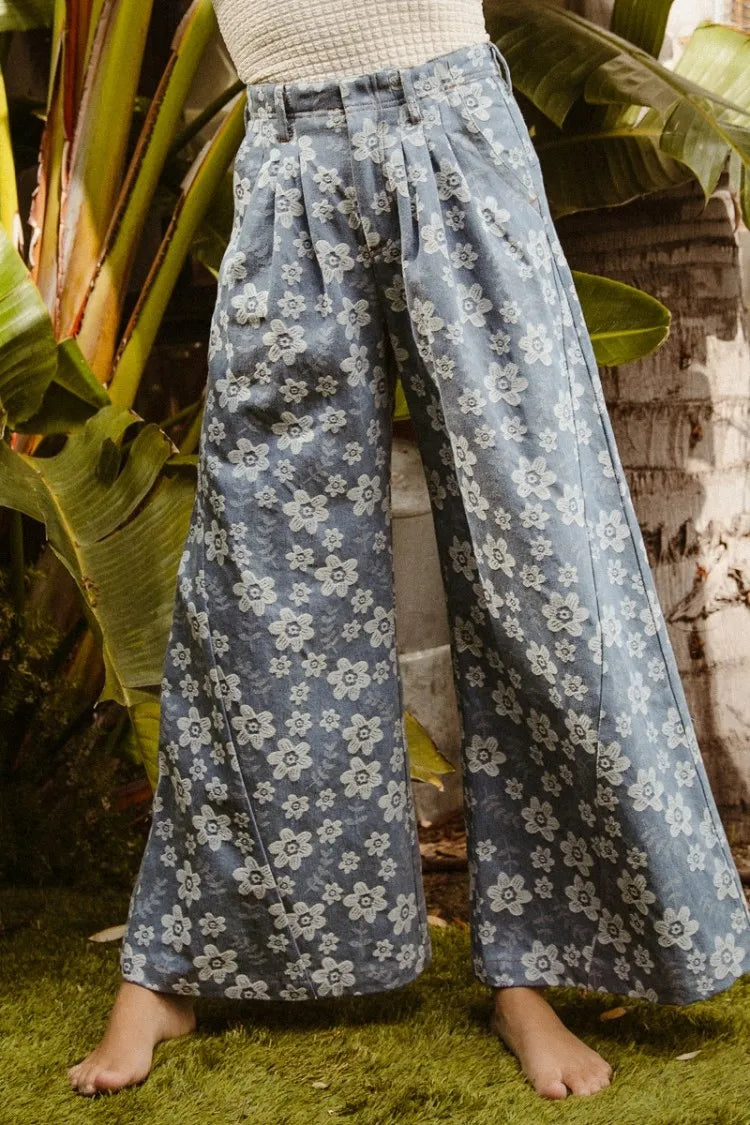 BiBi Floral Texture Wide Leg Jeans