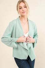 And The Why Stretch Non-Wrinkled Basic Open-Front Blazer