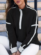 Half Zip Dropped Shoulder Sweatshirt
