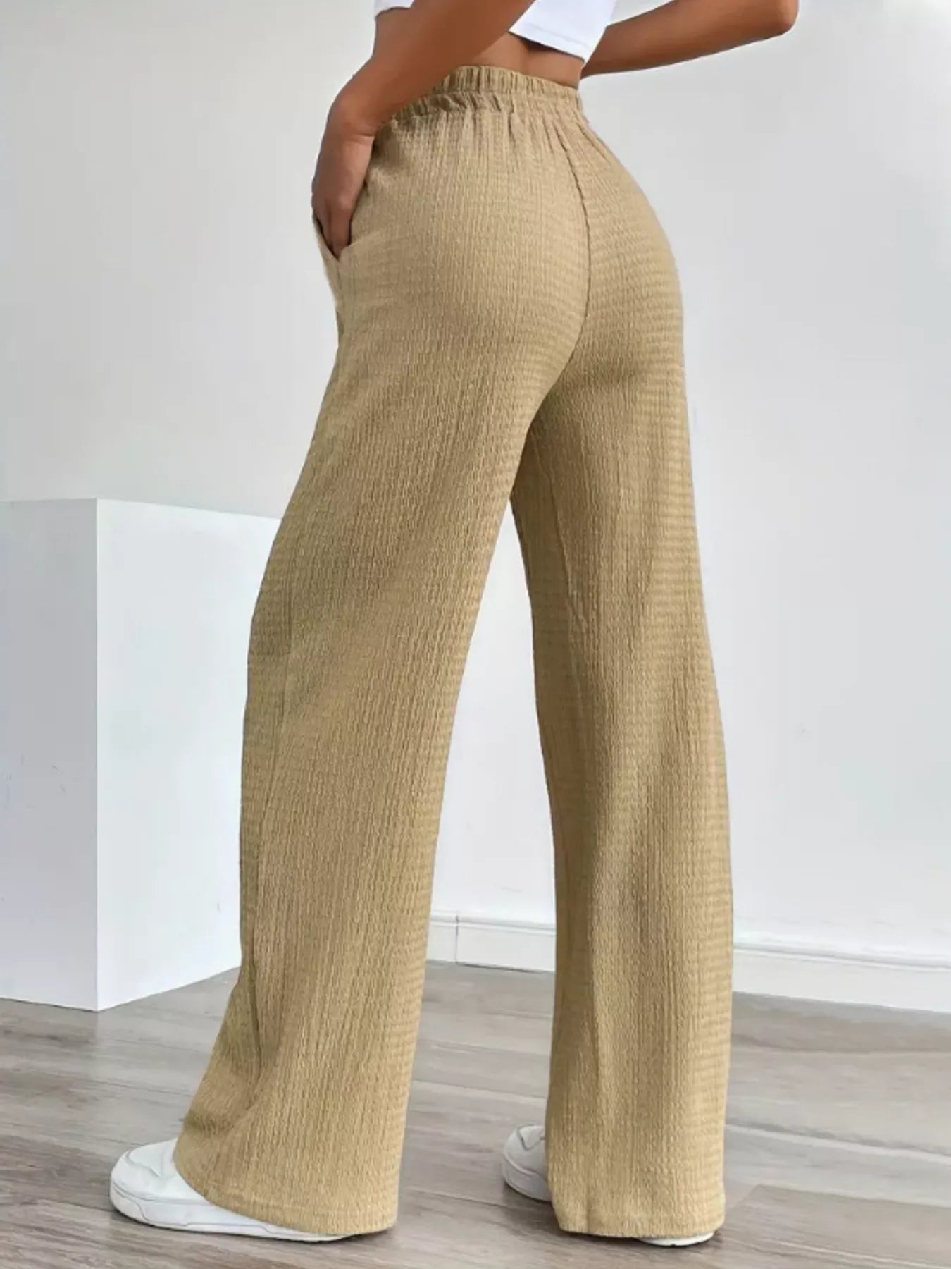 Texture Wide Leg Pants