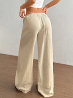 Wide Leg Drawstring Casual Pants