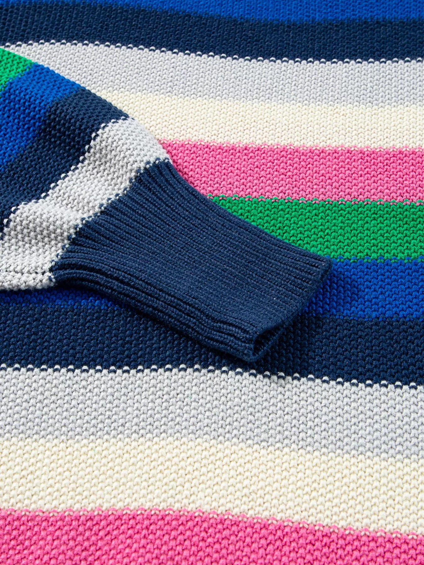Rainbow Striped Crew Neck Drop Shoulder Sweater