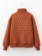 Geometric Quilted Half Zipped Loose Sweatshirt