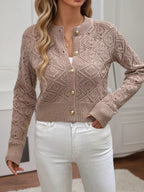Long Sleeve Button-Up Cropped Cardigan