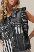 BiBi American Flag Washed Denim Jacket
