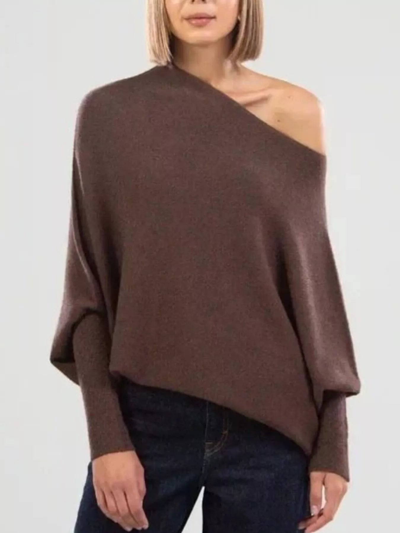 Boat Neck Long Sleeve Sweater