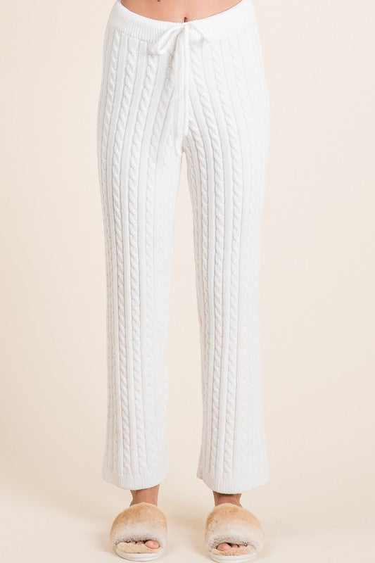 BiBi Cable-Knit High Waist Sweater Pants