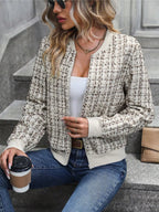 Tweed Zip Up Bomber Jacket