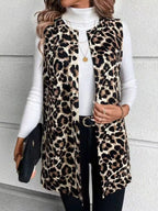Sleeveless Leopard Print Vest Coat