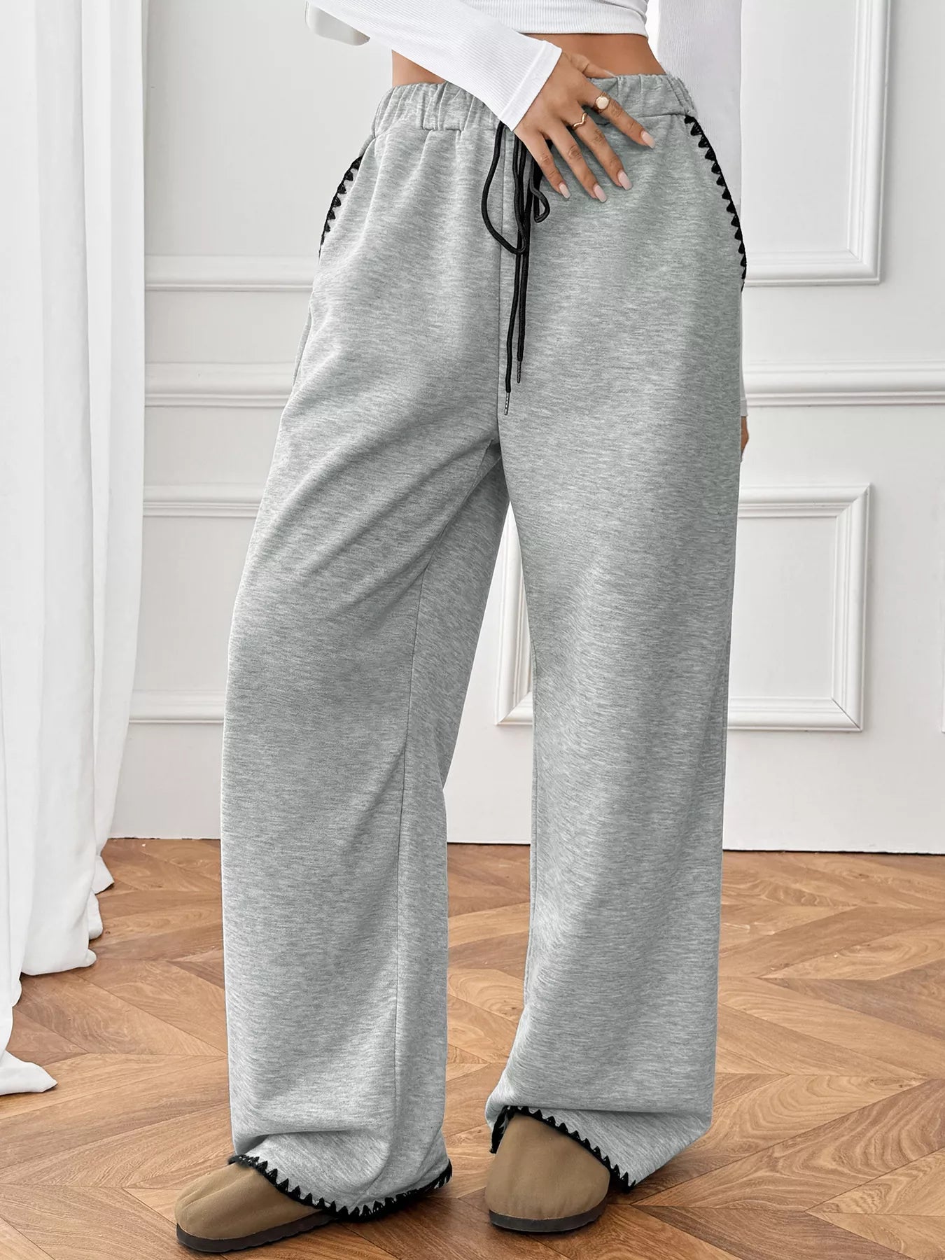 Wide-Leg Drawstring Pants