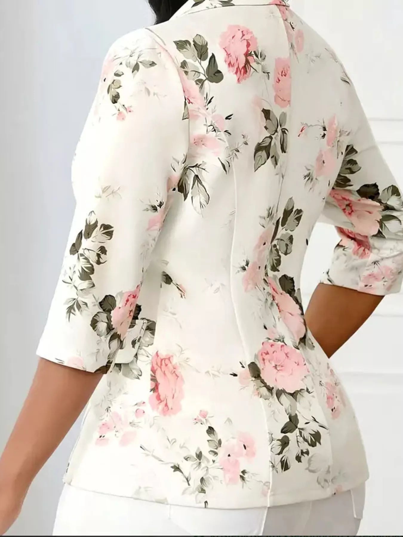 Floral Print One Button Casual Blazer