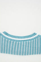 Two Tone Striped Patchwork Drop Shoulder Loose Sweater