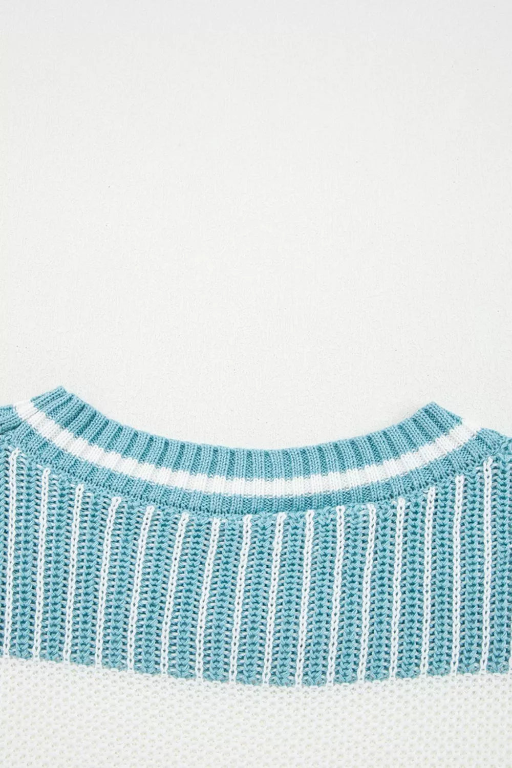 Two Tone Striped Patchwork Drop Shoulder Loose Sweater