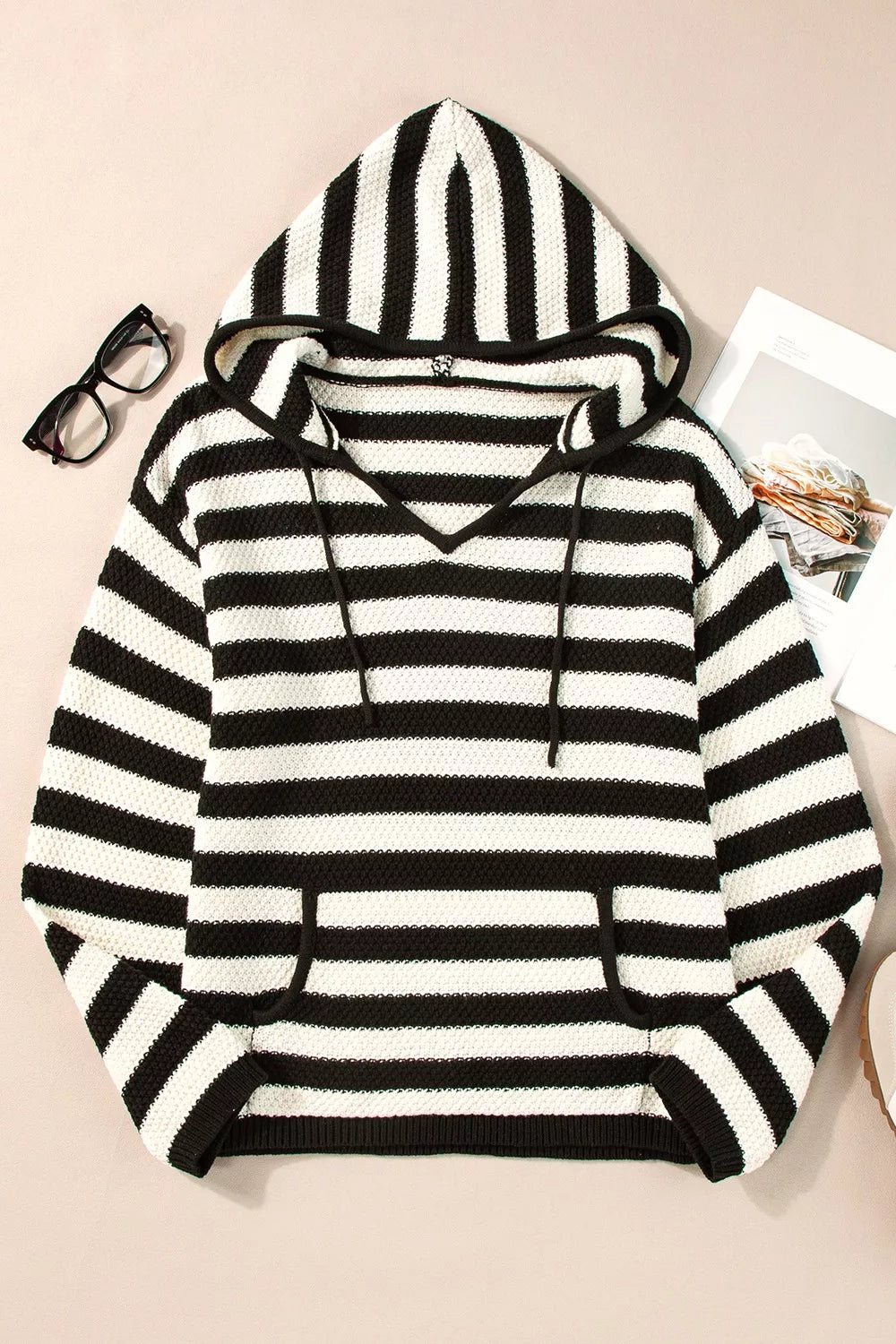 Striped Long Sleeve Hooded Sweater