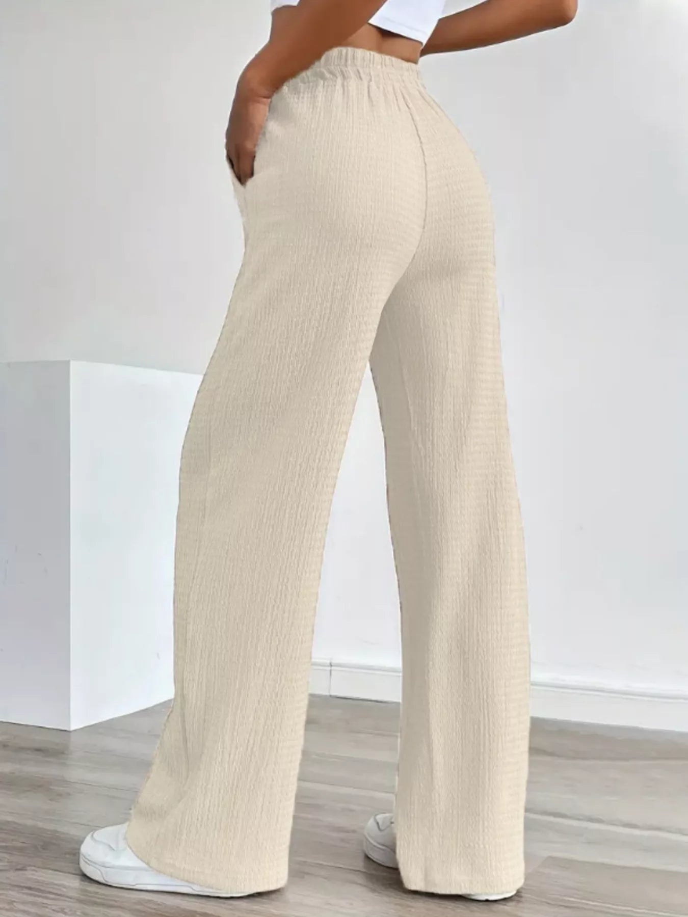 Texture Wide Leg Pants