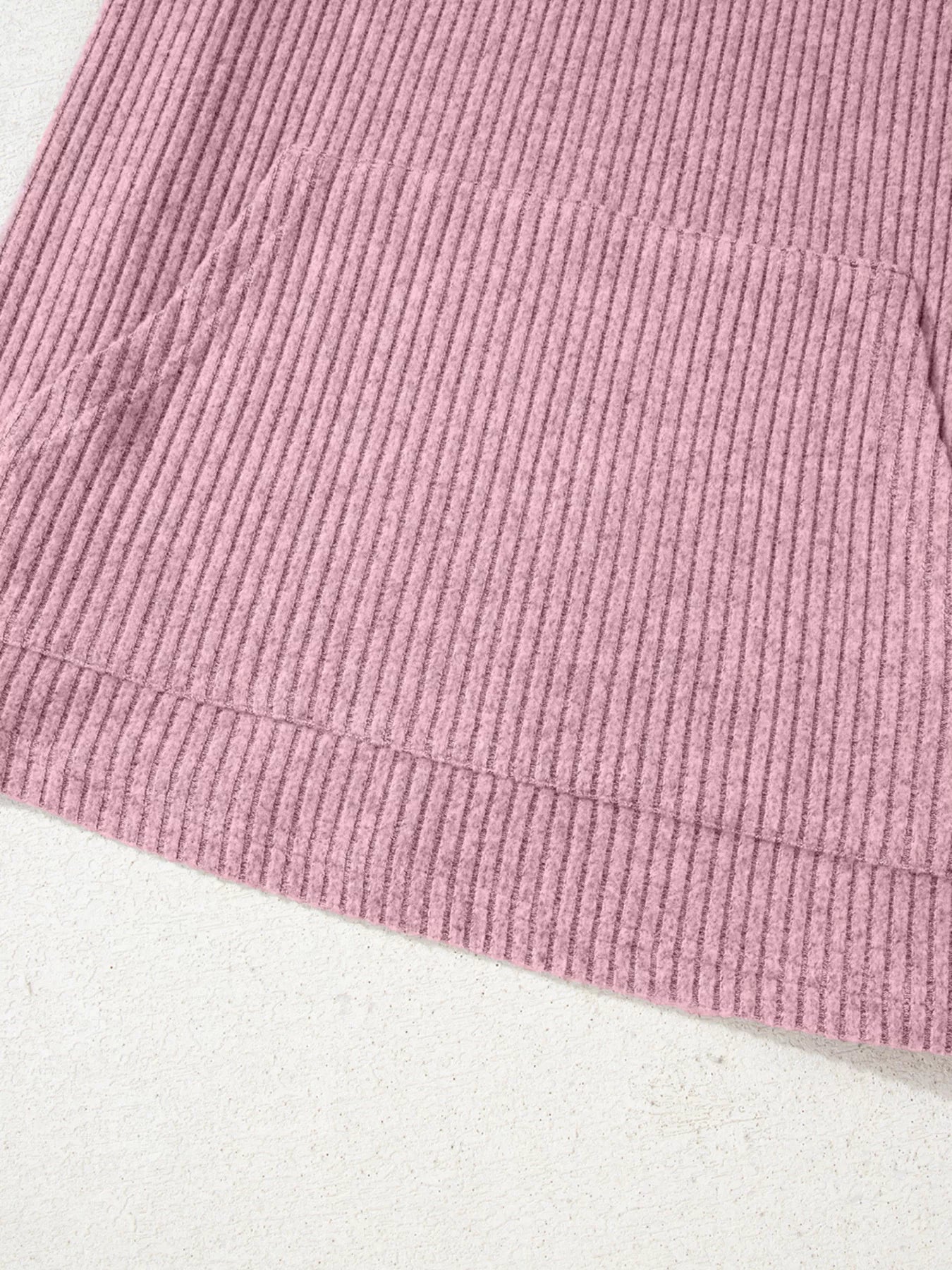 Ribbed Texture Drop Shoulder Henley Top