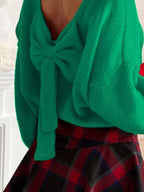 Back Bowknot Long Sleeve Sweater