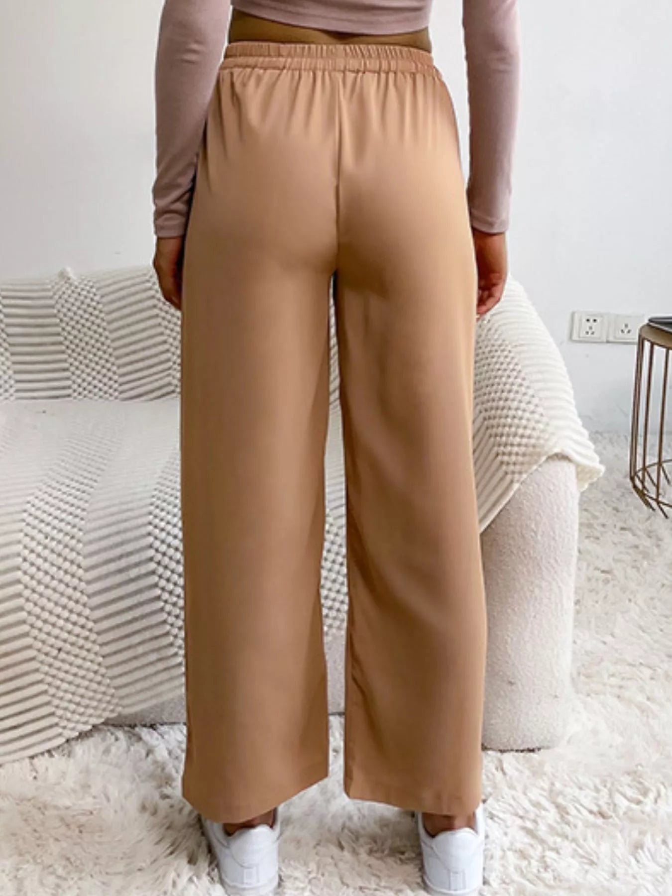 Wide Leg Drawstring Casual Pants